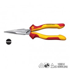 Wiha Needle Nose Pliers Professional Electric with Cutting Edge - Individually Tested Protective Insulation 1,000 V AC, VDE and GS Tested - 160 mm - 26720